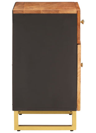 Nachtkastje 50X33X60 Cm Massief Mangohout Bruin En Zwart