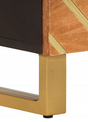Tv-Meubel 100X33,5X46 Cm Massief Mangohout Bruin En Zwart
