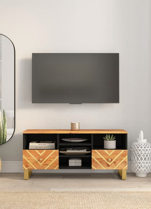 Tv-Meubel 100X33,5X46 Cm Massief Mangohout Bruin En Zwart