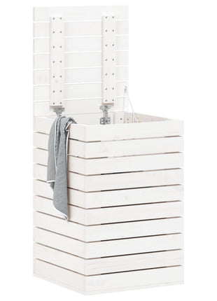 Wasmand 44x44x66 cm massief grenenhout wit