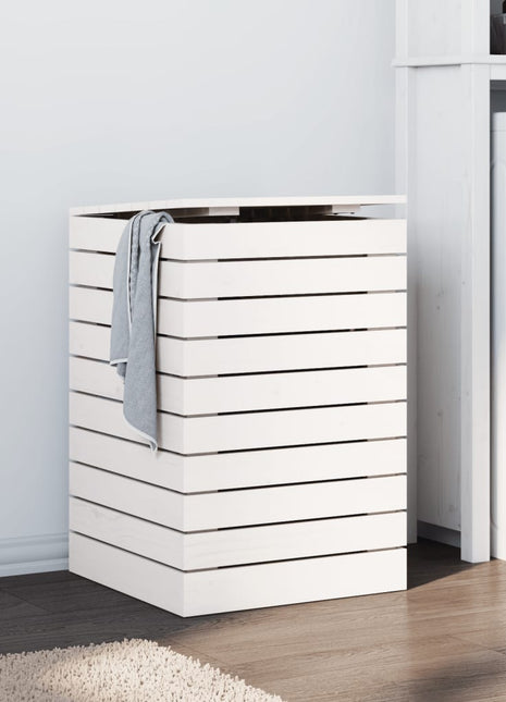 Wasmand 44x44x66 cm massief grenenhout wit