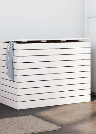 Wasmand 88,5x44x66 cm massief grenenhout wit
