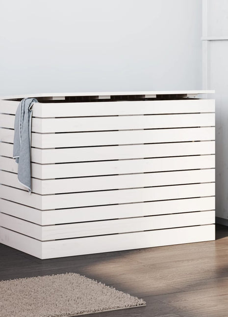 Wasmand 88,5x44x66 cm massief grenenhout wit