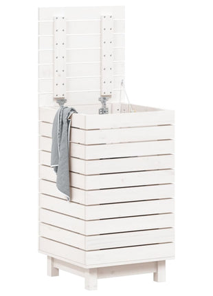 Wasmand 44x44x76 cm massief grenenhout wit