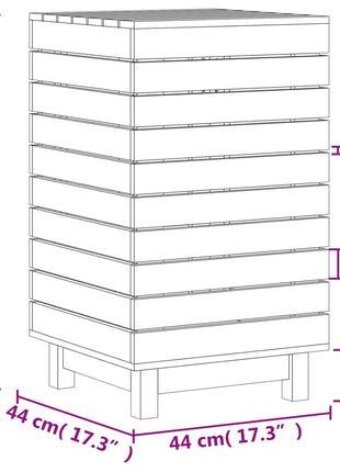 Wasmand 44x44x76 cm massief grenenhout wit