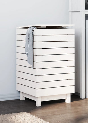 Wasmand 44x44x76 cm massief grenenhout wit