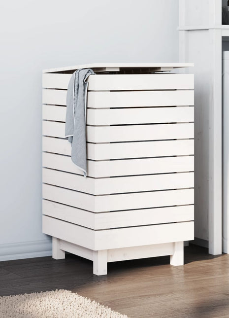 Wasmand 44x44x76 cm massief grenenhout wit