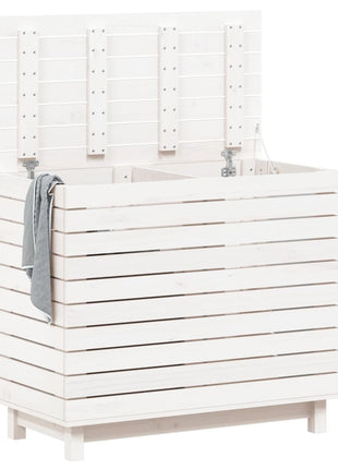 Wasmand 88,5x44x76 cm massief grenenhout wit