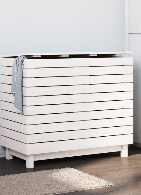 Wasmand 88,5x44x76 cm massief grenenhout wit