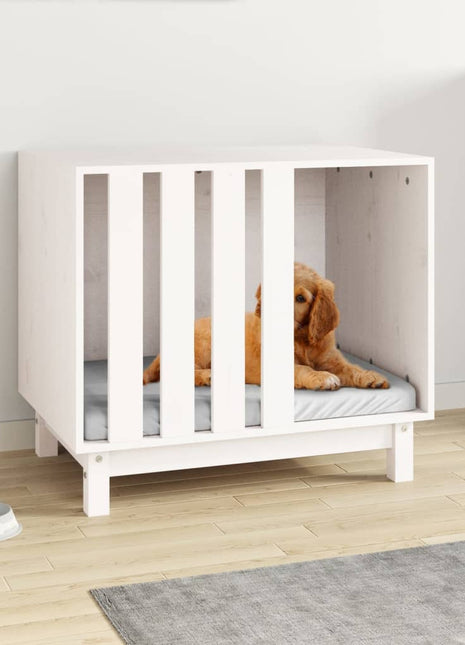Hondenhok 70x50x62 cm massief grenenhout wit