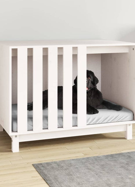 Hondenhok 90x60x67 cm massief grenenhout wit