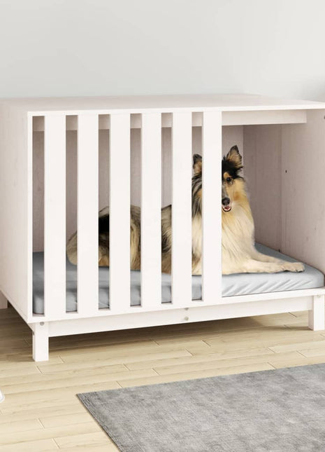 Hondenhok 100x70x72 cm massief grenenhout wit