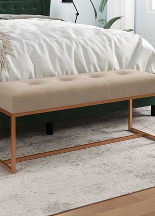 Bankje 110X36X45 Cm Fluweel Mosterd