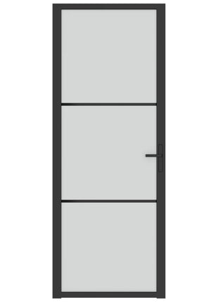 Binnendeur 76x201,5 cm matglas en aluminium zwart