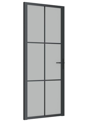 Binnendeur 83x201,5 cm matglas en aluminium zwart