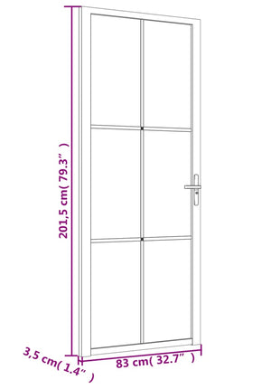 Binnendeur 83x201,5 cm matglas en aluminium zwart