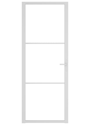 Binnendeur 76x201,5 cm ESG-glas en aluminium wit