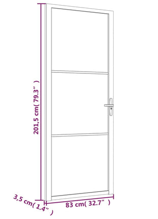 Binnendeur 83x201,5 cm ESG-glas en aluminium wit