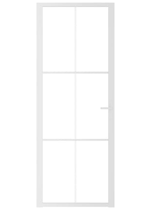 Binnendeur 76x201,5 cm ESG-glas en aluminium wit