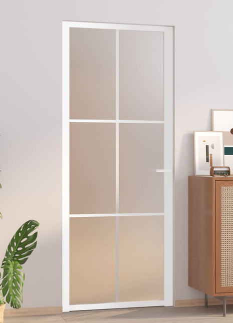 Binnendeur 83x201,5 cm matglas en aluminium wit