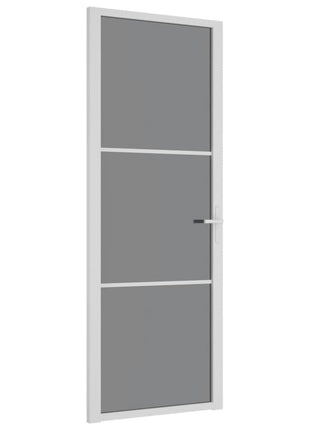 Binnendeur 76x201,5 cm ESG-glas en aluminium wit