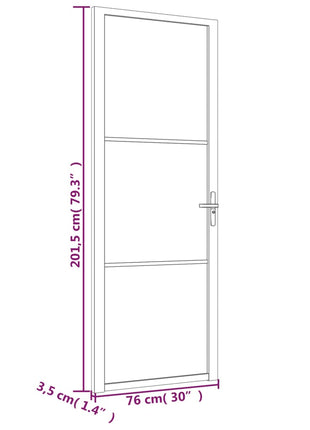Binnendeur 76x201,5 cm ESG-glas en aluminium wit