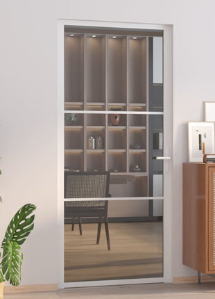 Binnendeur 93x201,5 cm ESG-glas en aluminium wit