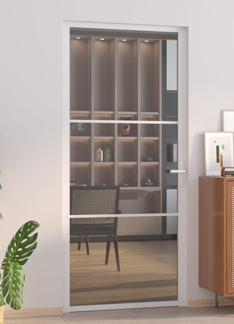 Binnendeur 93x201,5 cm ESG-glas en aluminium wit