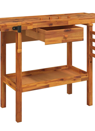 Werkbank Met Lade En Bankschroeven 124X52X83 Cm Massief Acaciahout
