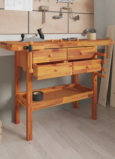 Werkbank Met Lades En Bankschroeven 124X52X83 Cm Acaciahout