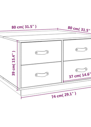 Salontafel 80X80X45 Cm Massief Grenenhout
