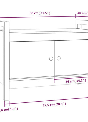Halbankje 80x40x60 cm massief grenenhout wit
