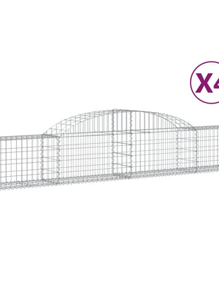 Schanskorven 4 st gewelfd 300x30x40/60 cm gegalvaniseerd ijzer