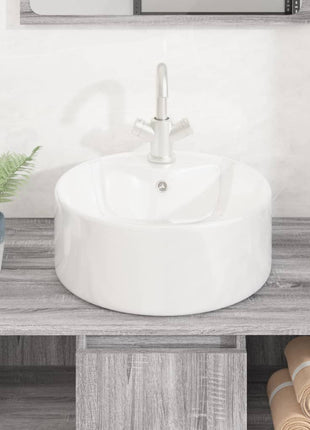 Wasbak 40x14,5 cm rond keramiek wit