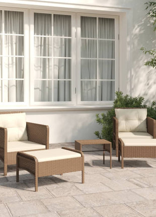 5-Delige Loungeset Met Kussens Poly Rattan