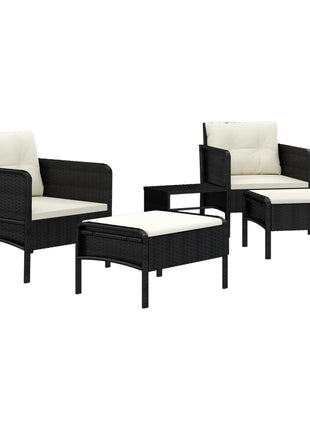 5-Delige Loungeset Met Kussens Poly Rattan