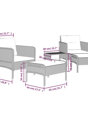 5-Delige Loungeset Met Kussens Poly Rattan