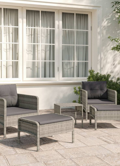 5-Delige Loungeset Met Kussens Poly Rattan