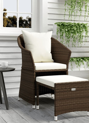2-Delige Loungeset Met Kussens Poly Rattan