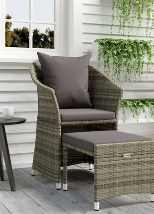 2-Delige Loungeset Met Kussens Poly Rattan