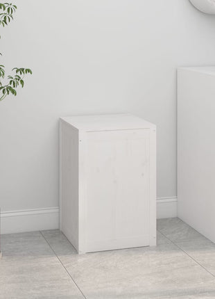 Wasmand 44x44x66 cm massief grenenhout wit