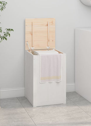 Wasmand 44x44x66 cm massief grenenhout wit