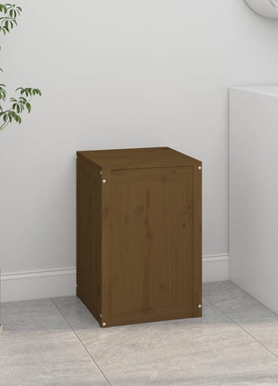 Wasmand 44x44x66 cm massief grenenhout honingbruin