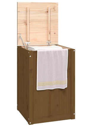 Wasmand 44x44x66 cm massief grenenhout honingbruin
