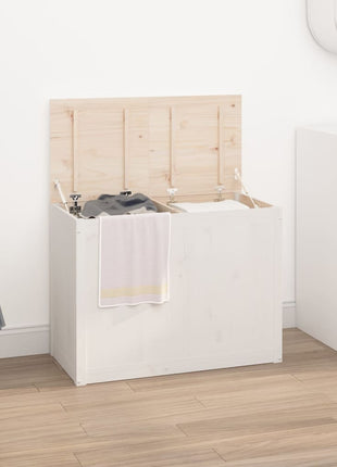 Wasmand 88,5x44x66 cm massief grenenhout wit