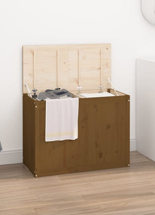 Wasmand 88,5x44x66 cm massief grenenhout honingbruin