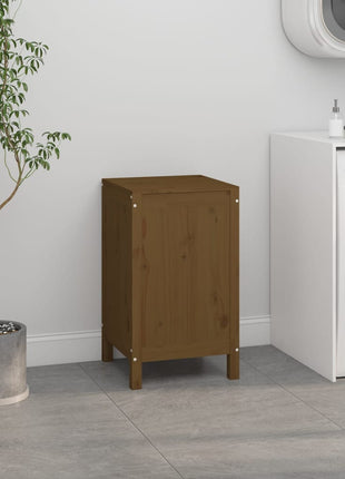 Wasmand 44x44x76 cm massief grenenhout honingbruin