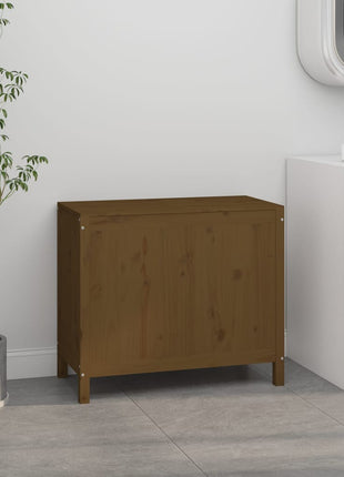 Wasmand 88,5x44x76 cm massief grenenhout honingbruin