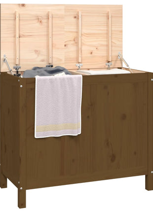 Wasmand 88,5x44x76 cm massief grenenhout honingbruin