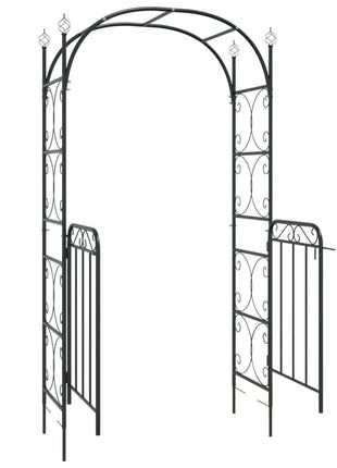 Tuinboog Met Poort 108X45X235 Cm Staal Zwart